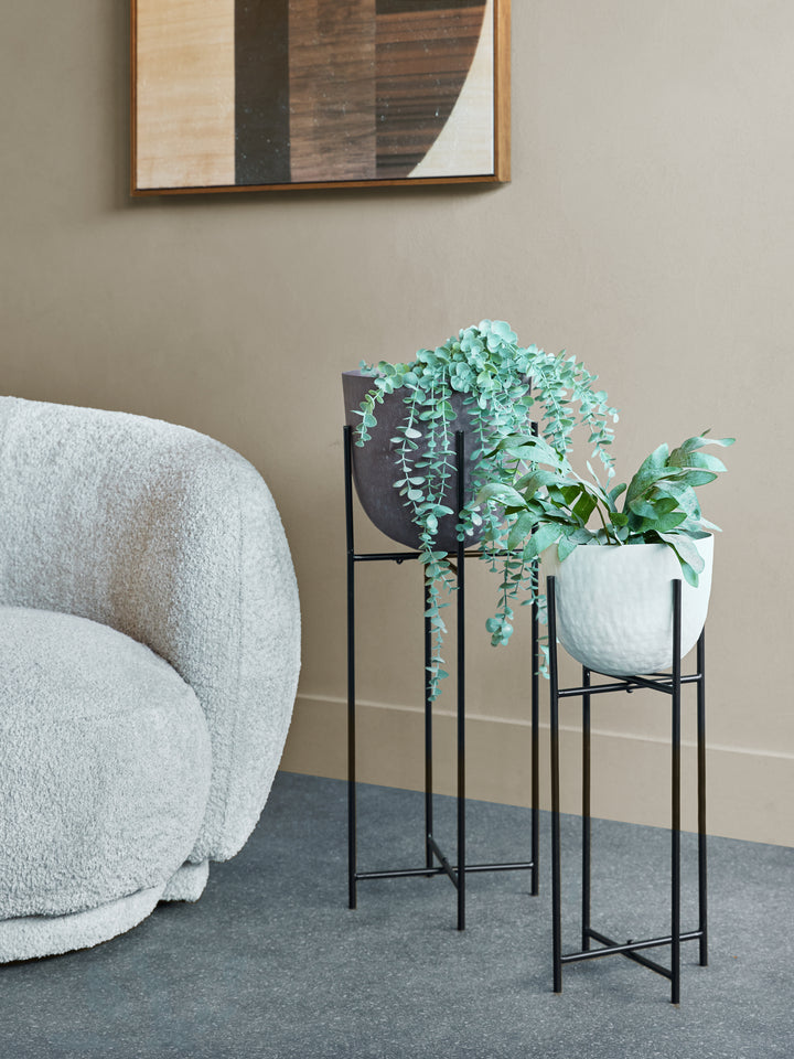 Samui Brown Stonewash Planter on Stand Tall 73cm