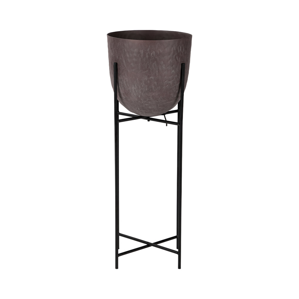 Samui Brown Stonewash Planter on Stand Tall 73cm