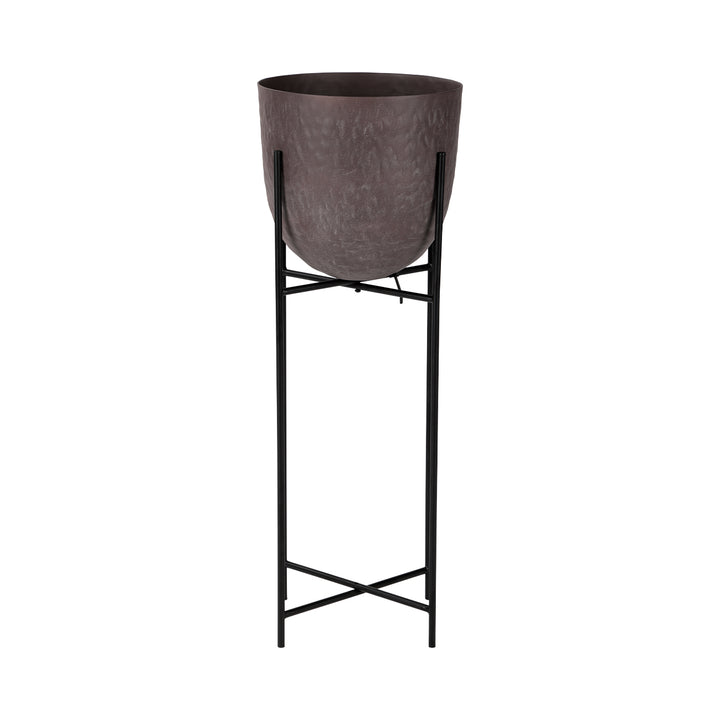 Samui Brown Stonewash Planter on Stand Tall 73cm