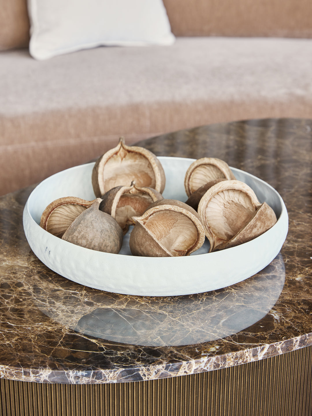 Samui White Stonewash Round Platter Large