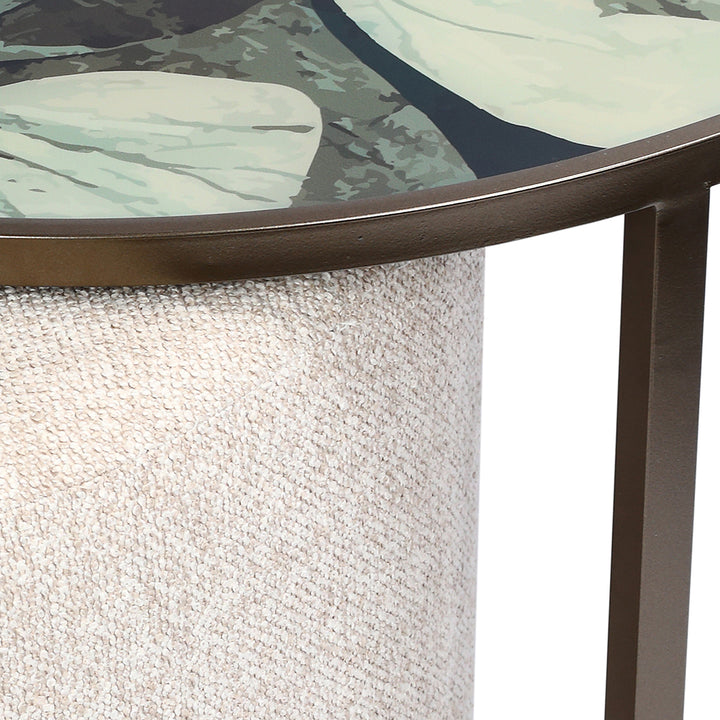 Savanna Leaf Coffee Table & Nesting Pouffe