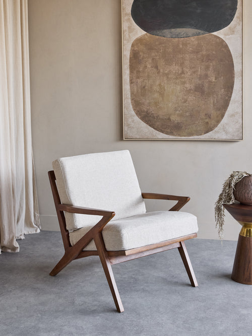 Atherton Wooden Natural Upholstered Armchair
