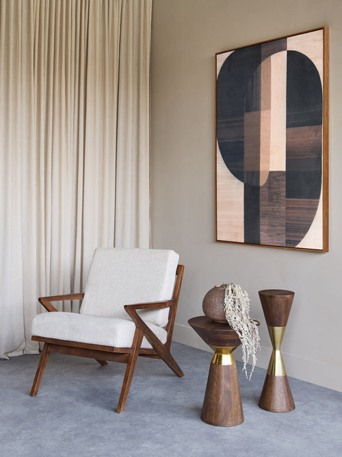 Atherton Wooden Natural Upholstered Armchair