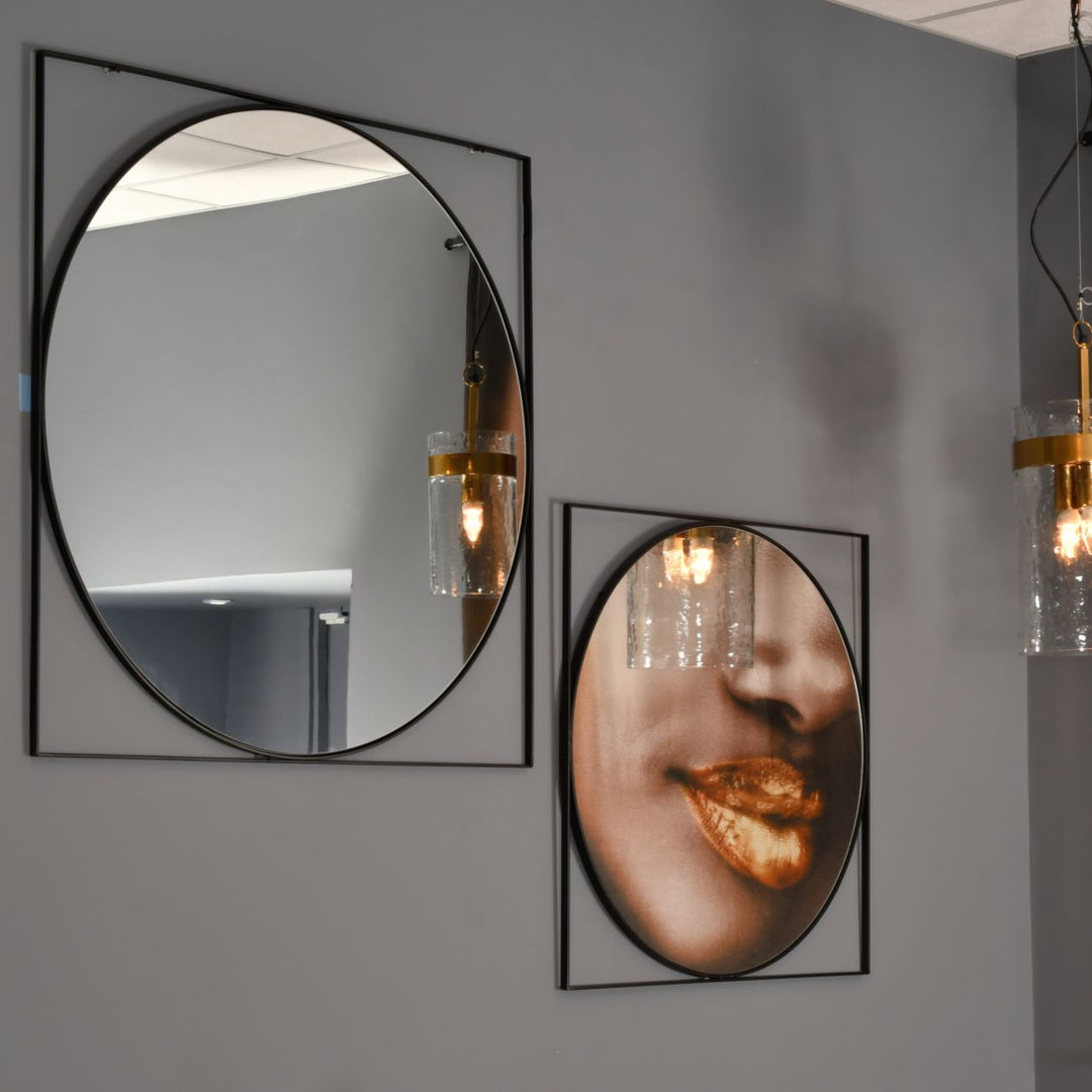 Isaac Black Metal Mirror  97x1.5x97cm
