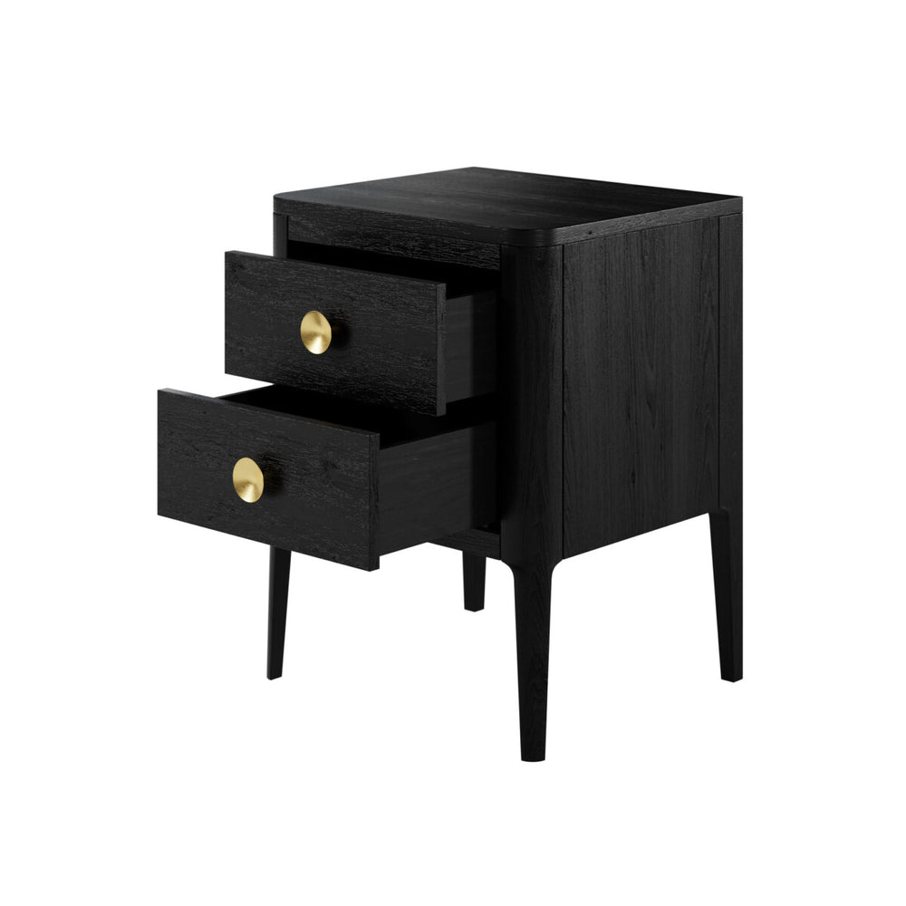 Abberley Bedside Table Two Drawers Black