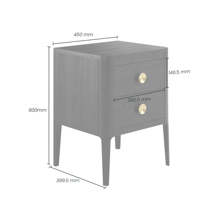 Abberley Bedside Table Two Drawers Black