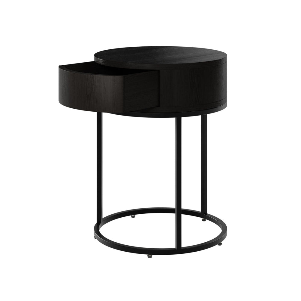 Hampton Bedside Table Round Black