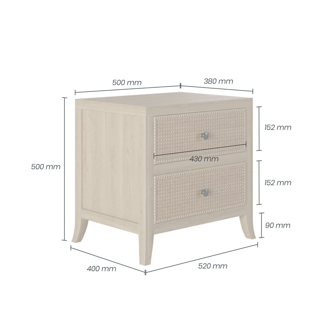 Witley Bedside Table Two Drawers Oak