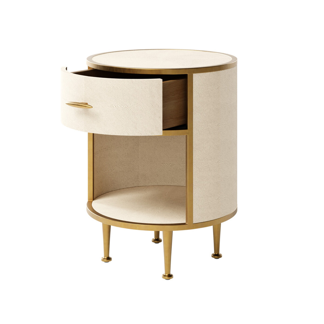 Hampton Bedside Table Round Ivory