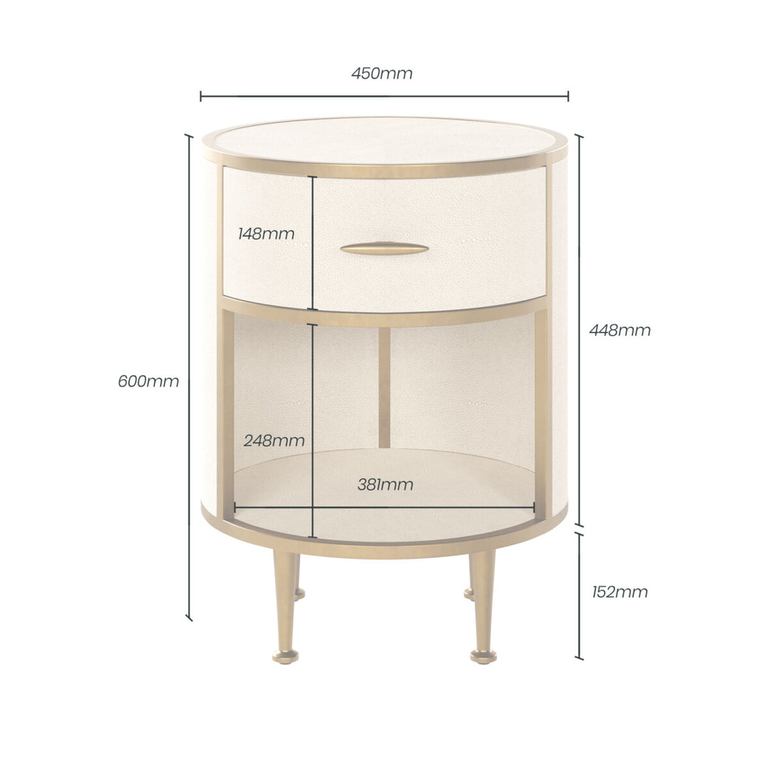 Hampton Bedside Table Round Ivory