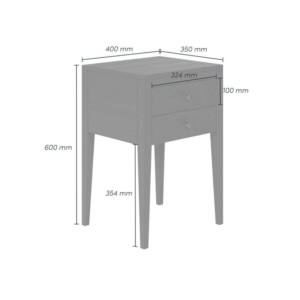 Radford Bedside Table Two Drawers Black