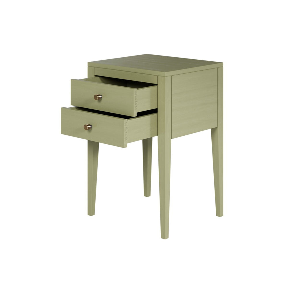Radford Bedside Table Two Drawers Lichen Green