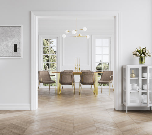 Carlo Taupe and Gold Dining Chair with Arms