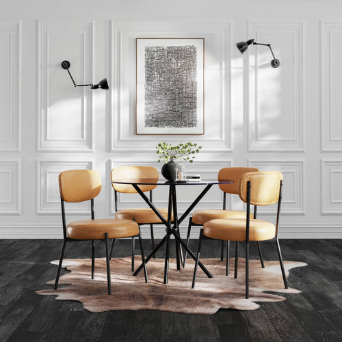 Casa Glass and Black Dining Table 4 Smith Caramel Chairs