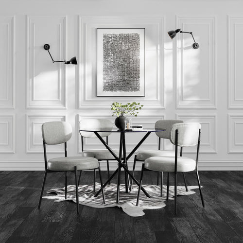 Casa Glass and Black Dining Table 4 Smith Graphite Chairs