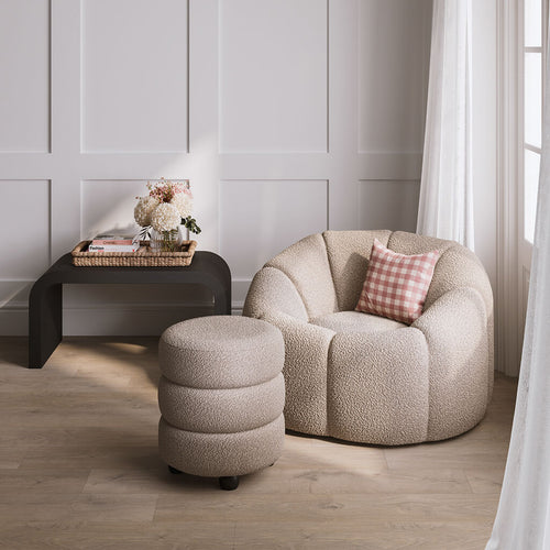 Emi Buff and Black Pouffe