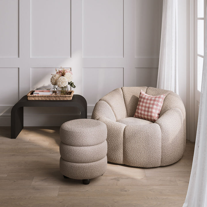 Emi Buff and Black Pouffe
