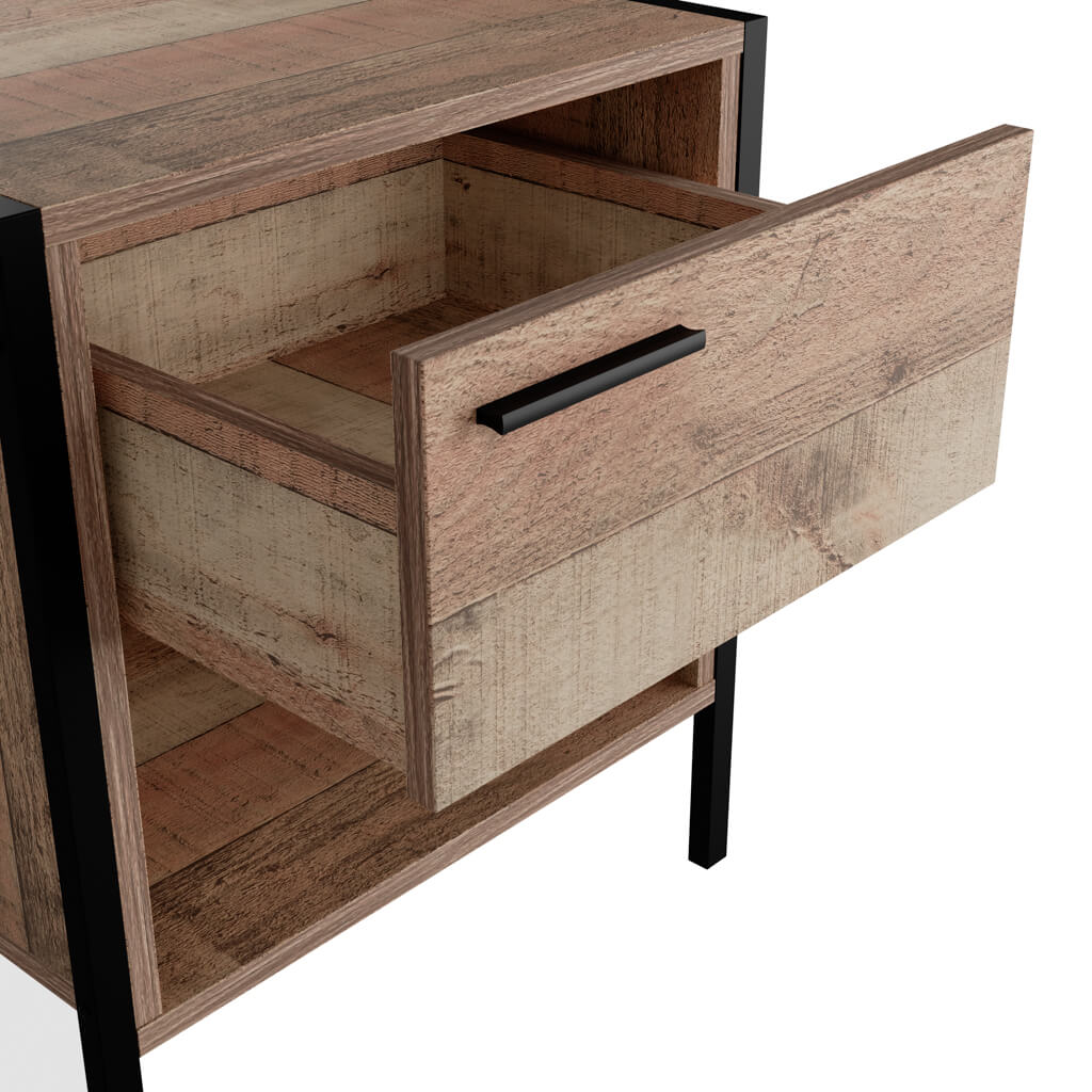 Hoxton Distressed Oak Effect Bedside Cabinet