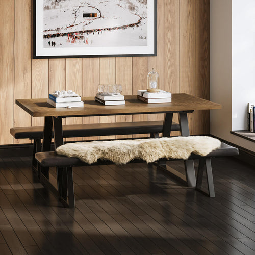 Hyde Whiskey and Black Dining Table with Hyde Benches
