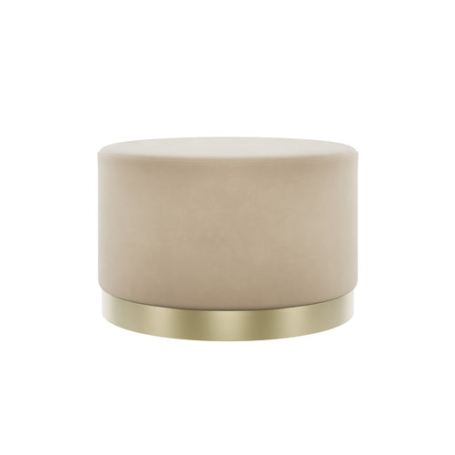 Lara Beige Velvet Large Pouffe