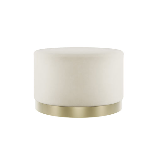 Lara Cream Velvet Large Pouffe