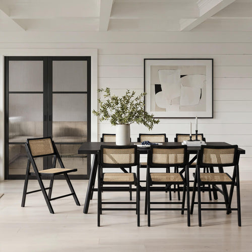 Louie Black Dining Table with 6 Ashton Black Dining Chairs