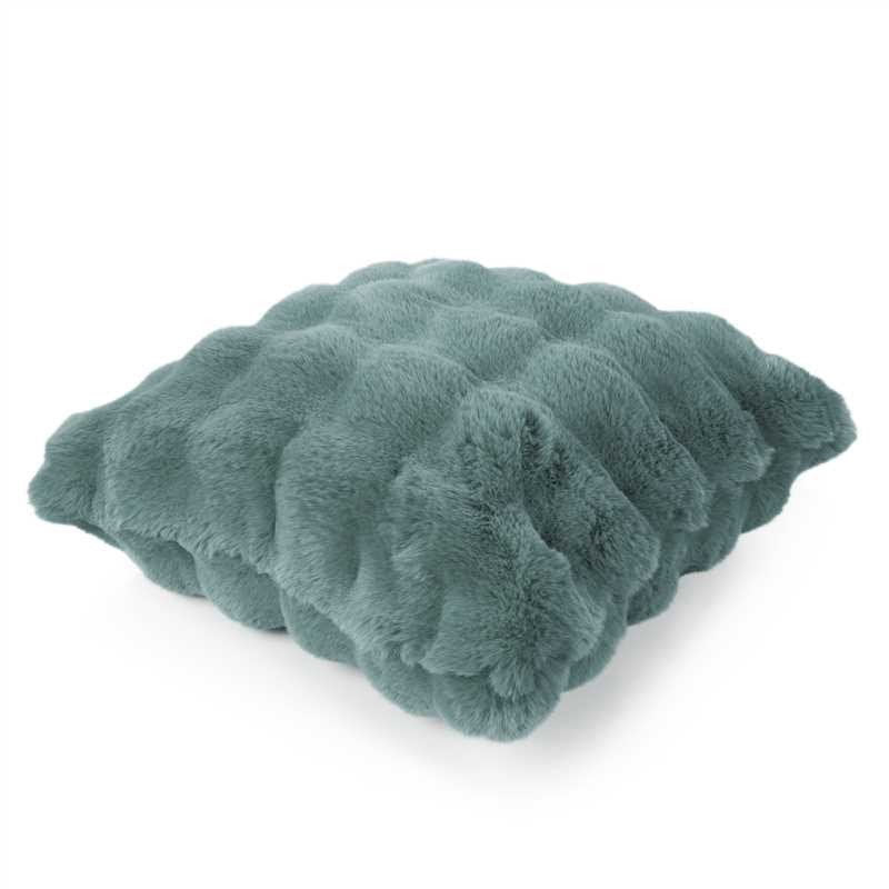 SOFT  BUBBLE CSH IN FAUX RABBIT SEAFOAM 50 X 50