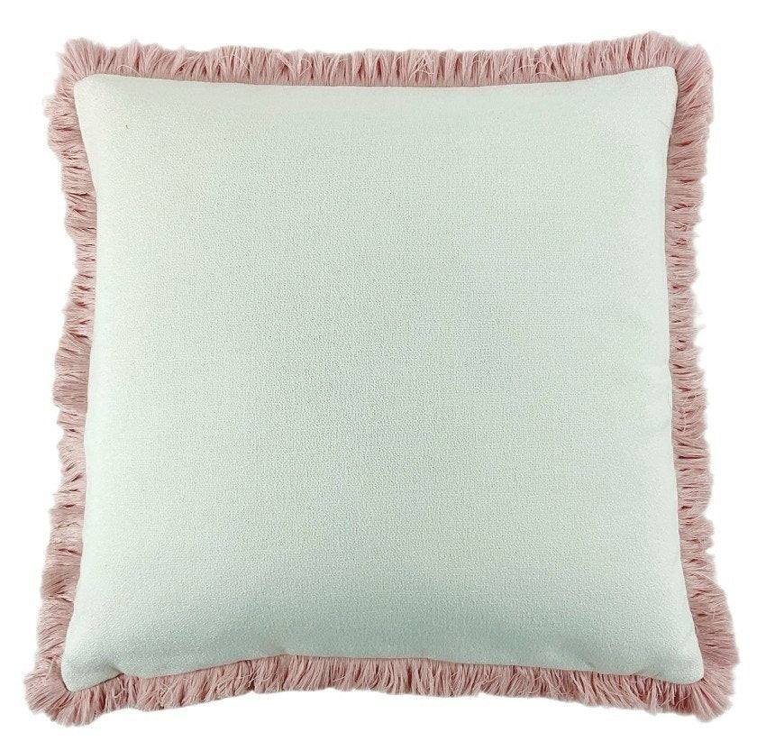 SLUB  WITH HEAVY PINK FRINGE 56 X 56