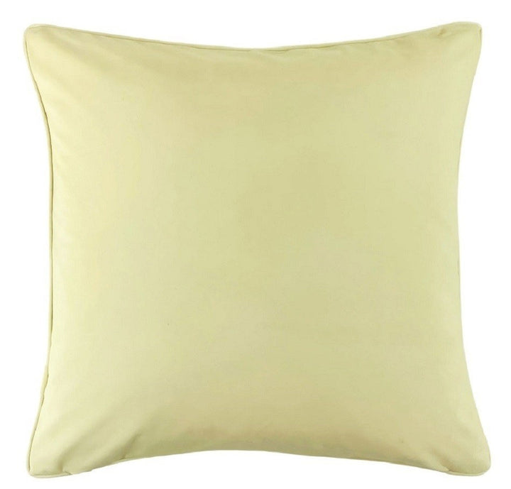 Malini Large Kivo Buttercup Cushion , LGE SLUB CREAM  WITH BUTTERCUPPIPING  AND BUTTERCUP REV 56 X 56