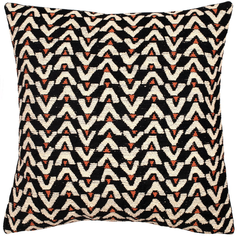 TRIBAL JAQ BLK/CREAM WITH ORANGE 50 X 50 , TRIBAL JAQ BLK/CREAM WITH ORANGE 50 X 50