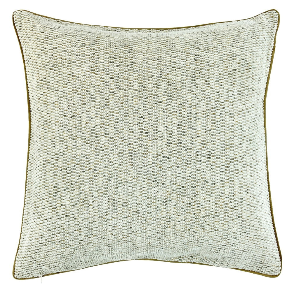 SOFT NATURAL CHENILLE LIKE JAQUARD WITH PIPING 56 X 56