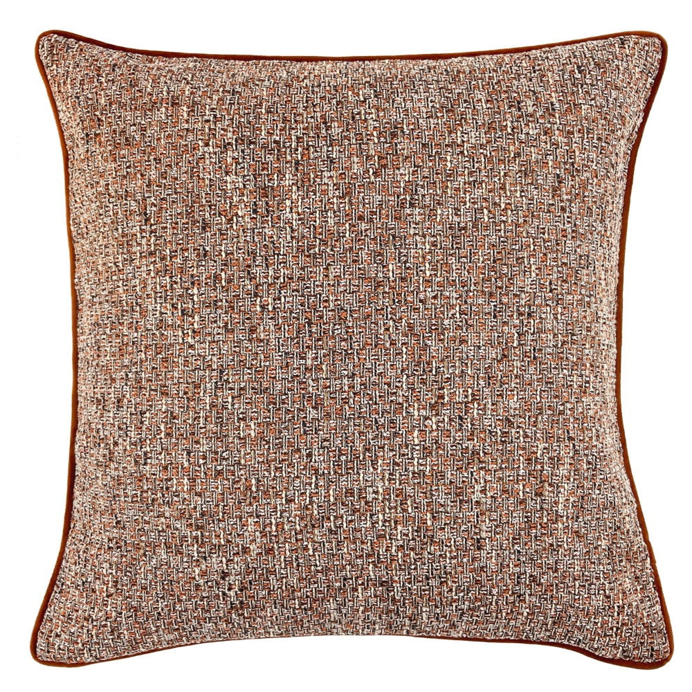 BASKETWEAVE RUST JAQ WEAVE WITH PIPING 56 X 56