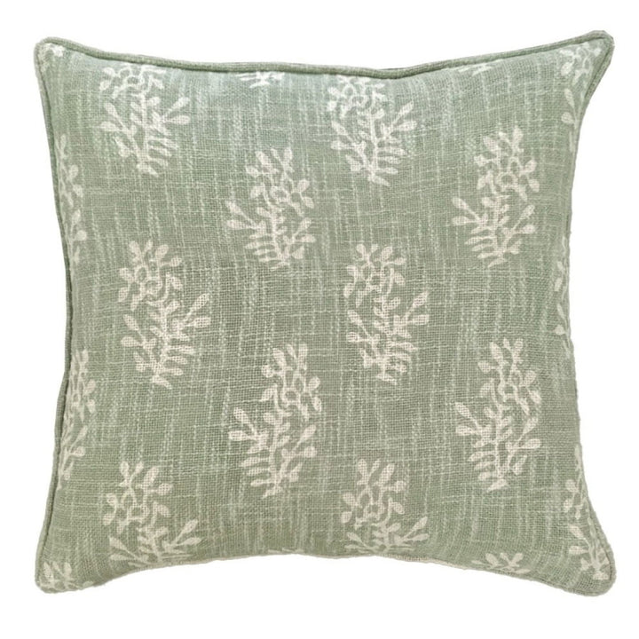 PRINTED BLOCK FLOWER DBLE SIDED CUSHION GREEN50 X 50 , PRINTED BLOCK FLOWER DBLE SIDED CUSHION GREEN50 X 50