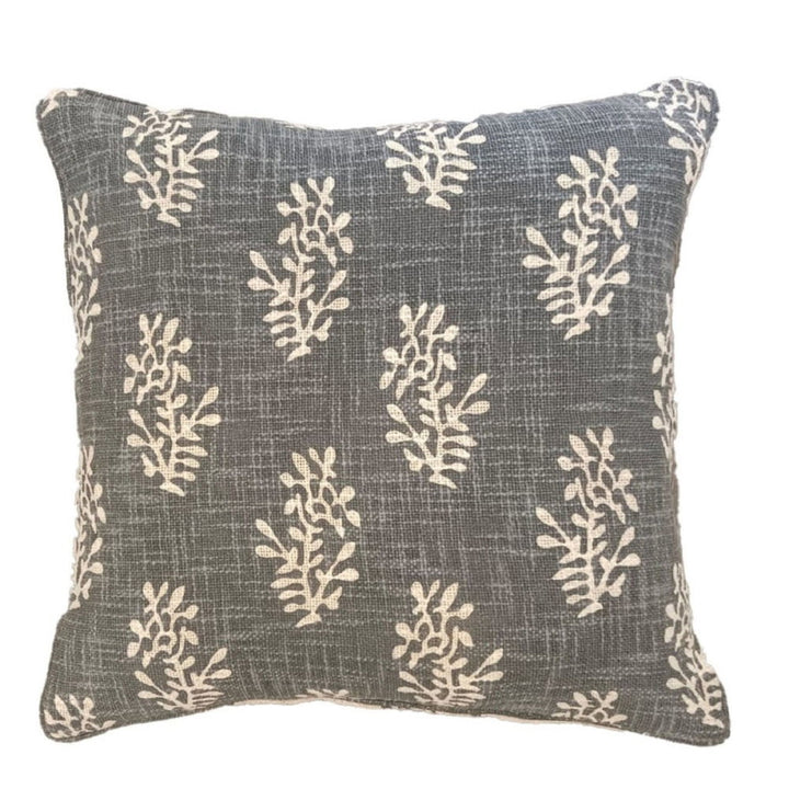 PRINTED BLOCK FLOWER DBLE SIDED CUSHION GREY 50 X 50 , PRINTED BLOCK FLOWER DBLE SIDED CUSHION GREY 50 X 50