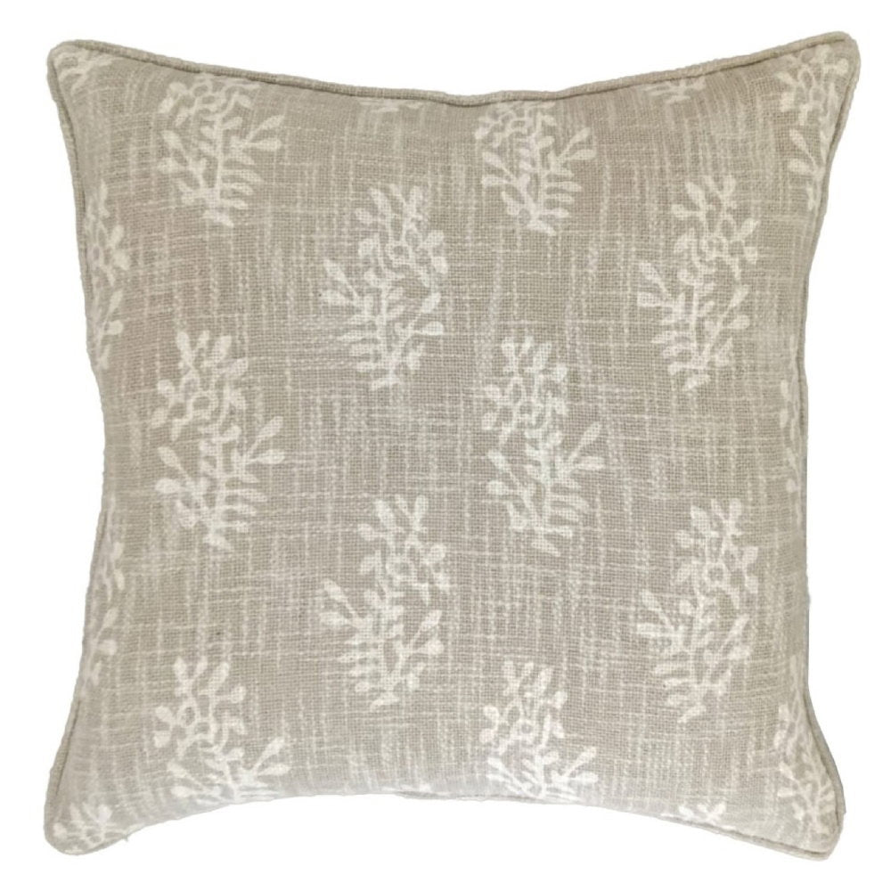 PRINTED BLOCK FLOWER DBLE SIDED CUSHION NATURAL 50 X 50 , PRINTED BLOCK FLOWER DBLE SIDED CUSHION NATURAL 50 X 50