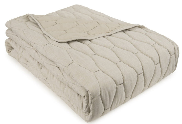 MELANGE LINEN LOOK QUILT -NATURAL 200 X 230 , Malini Winchcombe Natural Double Quilt , Malini Winchcombe Natural Double Quilt