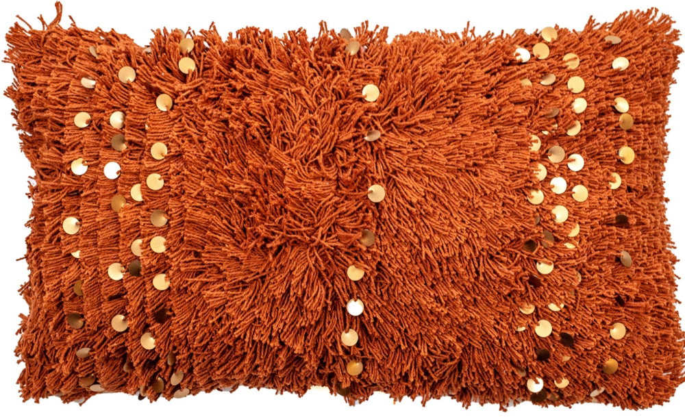 TEXTURED MOROCCON SEQUIN CUSHION RUST 30 X 50