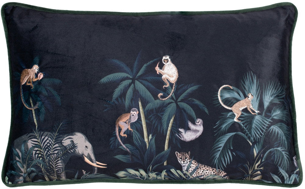 Printed Jungle scene on velv with emb monkeys  30 x 50 , Printed Jungle scene on velv with emb monkeys  30 x 50