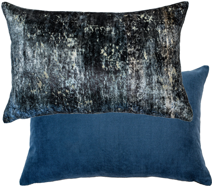 BLUE VELVET DISTRESSED CUSHION  35 X 55 , BLUE VELVET DISTRESSED CUSHION  35 X 55 , BLUE VELVET DISTRESSED CUSHION  35 X 55