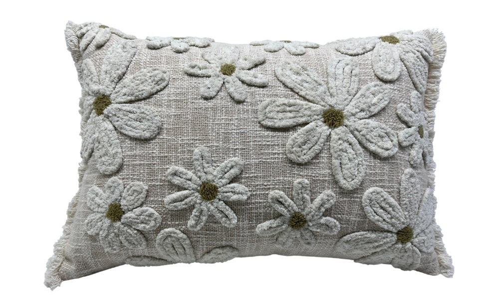 3 D DAISY CREAM ON CREAM CUSHION 35 X 50