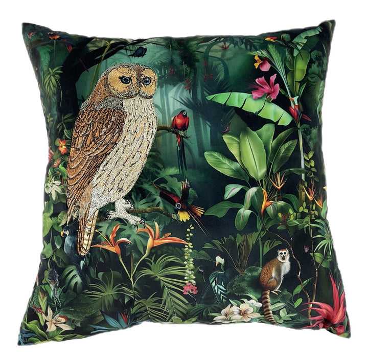 EMBROIDERED OWL PRINT 45 X 45 , EMBROIDERED OWL PRINT 45 X 45
