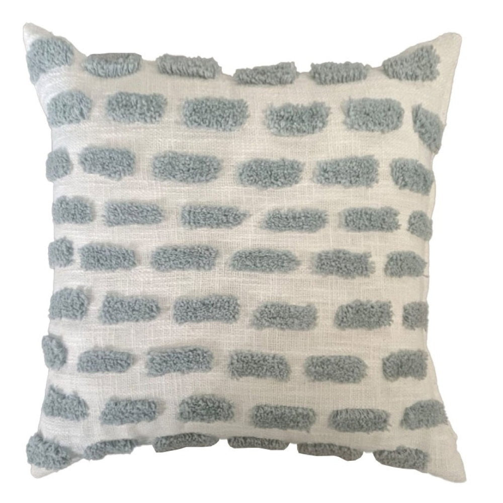 COTTON TUFTED DASH DESIGN DUCK EGG43X43
