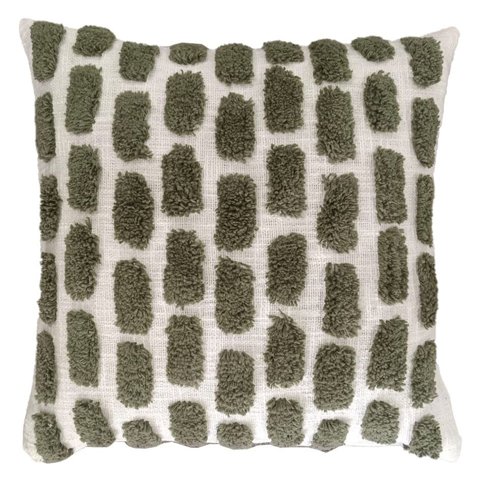 COTTON TUFTED DASH DESIGN OLIVE43X43