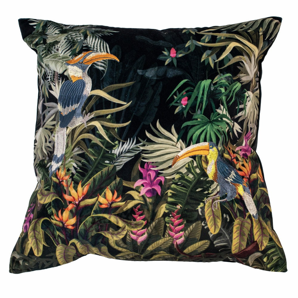 EMB TOUCAN ON BLACK VELVET 45 X 45
