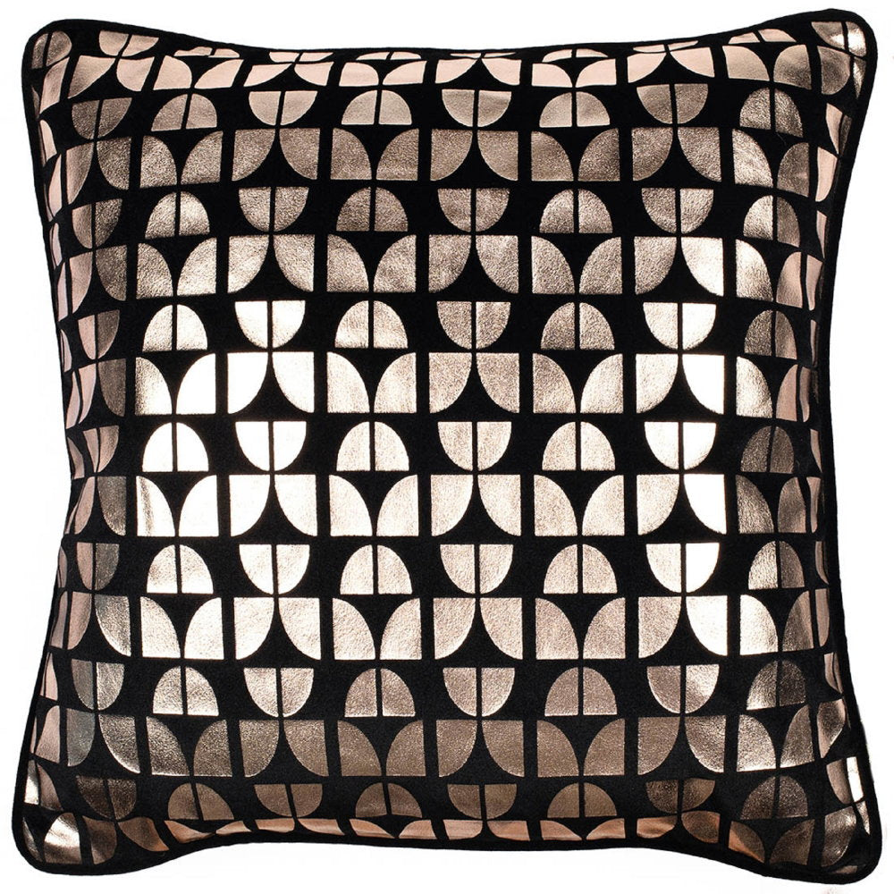VELV GEO GOLD ON BLACK 45 X 45 , VELV GEO GOLD ON BLACK 45 X 45