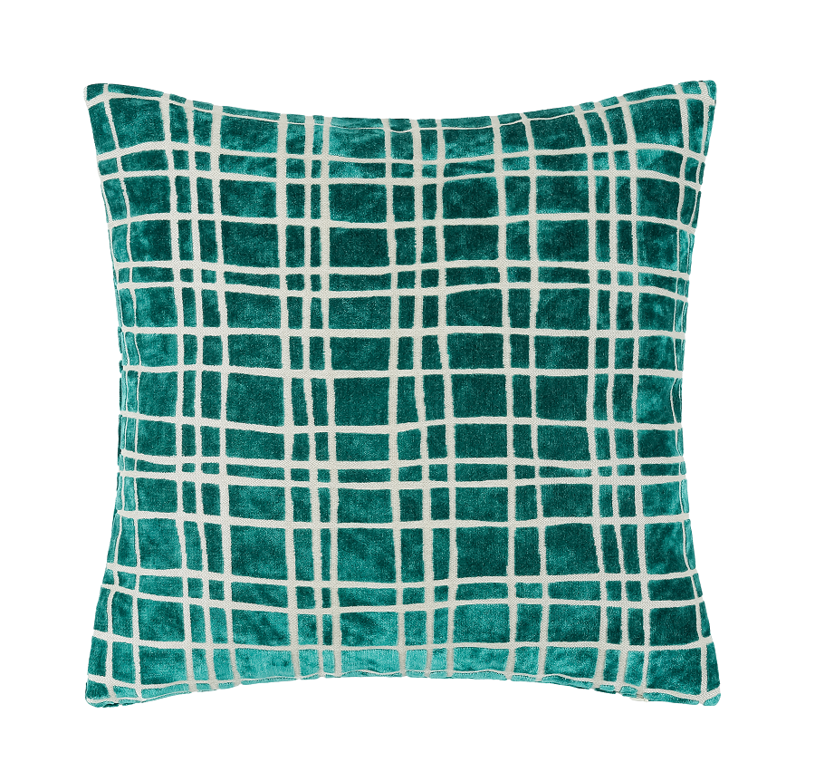 Paul Monneypenny Drunkplaid Teal Cushion