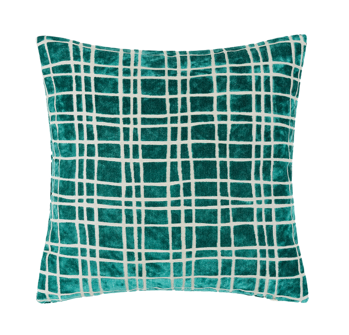 Paul Monneypenny Drunkplaid Teal Cushion