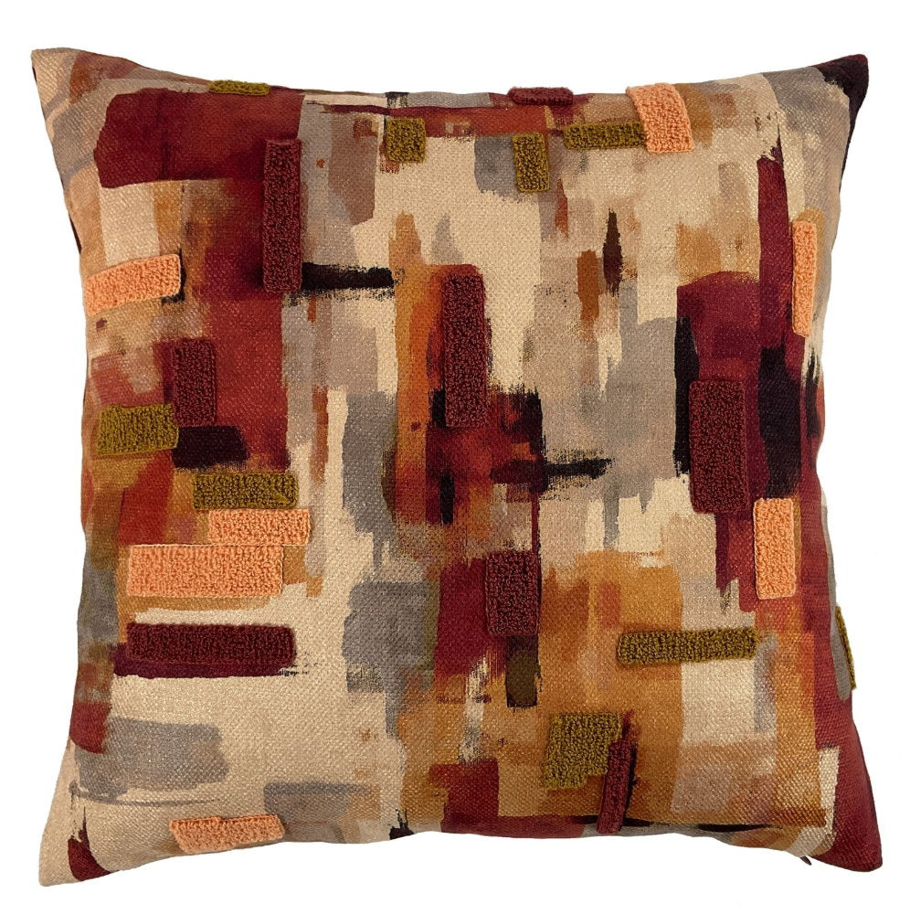 3D PRINTED AND RAISED VELVET RUST CUSHION 45 X 45 , 3D PRINTED AND RAISED VELVET RUST CUSHION 45 X 45
