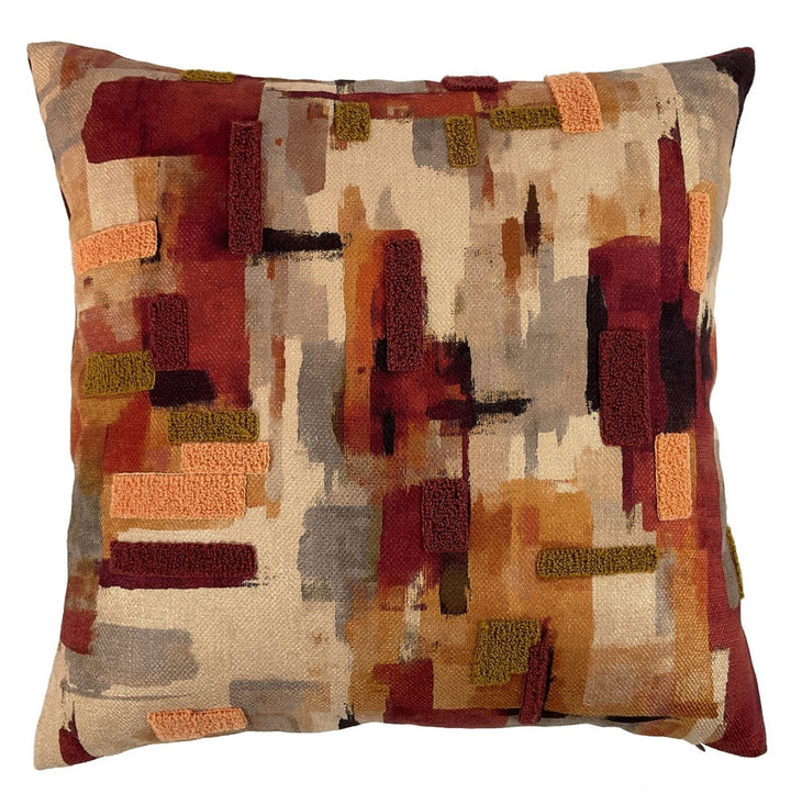 3D PRINTED AND RAISED VELVET RUST CUSHION 45 X 45 , 3D PRINTED AND RAISED VELVET RUST CUSHION 45 X 45
