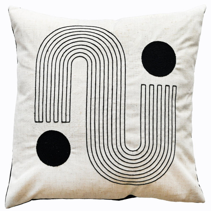 ART DECO DESIGN WITH CHAIN CREWEL STITCH BLACK 45 X 45 , ART DECO DESIGN WITH CHAIN CREWEL STITCH BLACK 45 X 45